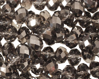 Smoky & Jet Hematite Crystal Faceted Rondelle 8mm