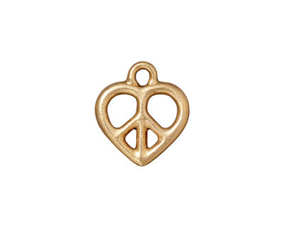 TierraCast Gold (plated) Heart Peace Charm 15x17mm