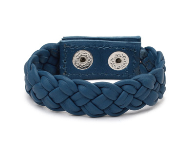 Pacific Blue Leather Braided Cuff 7/8