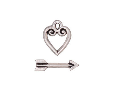 TierraCast Antique Silver (plated) Heart & Arrow Toggle Clasp 14x11mm