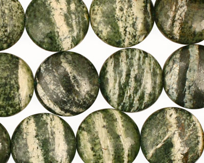 Green Zebra Jasper Puff Coin 14mm