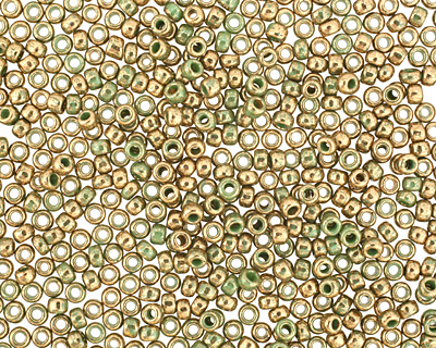 TOHO Gilded Marble Green Round 11/0 Seed Bead