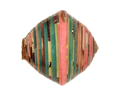 African Paper (green, pink, black) Bicone 24-25x26-27mm
