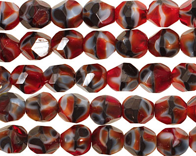 Czech Glass Burning Coals Faceted Nugget 8mm