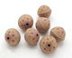 Hand Painted Pink & Yellow Dahlia Leather Round Bead 26-29mm