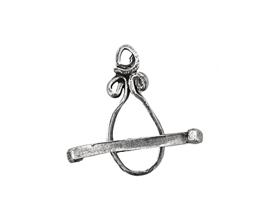 Rustic Charms Sterling Silver Curly Toggle Clasp 21x9mm, 23mm bar