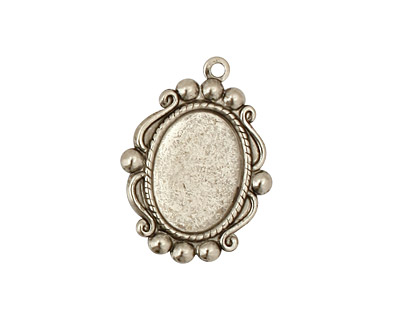 Stampt Antique Pewter (plated) Looking Glass Oval Setting 10x14mm