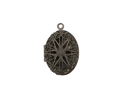 Gunmetal Oval Filigree Heirloom Locket 17x25mm