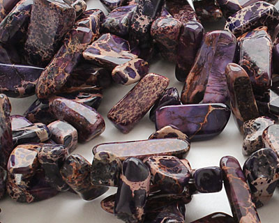 Purple Impression Jasper Flat Freeform Drop 7-15x12-30mm