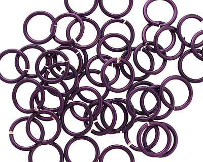 Purple Enameled Copper Round Jump Ring 8mm, 18 gauge