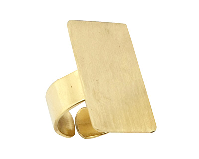 Brass Adjustable Rectangle Ring 28x15mm