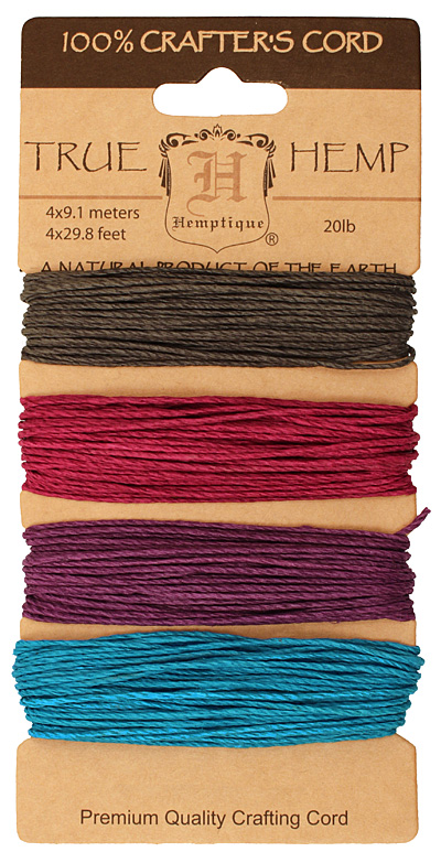 Shades of Party Hemp Twine 20 lb, 29.8 ft x 4 colors