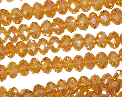 Medium Topaz AB Crystal Faceted Rondelle 6mm
