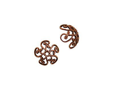 Stampt Antique Copper (plated) Fancy Swirl Bead Cap 10x4mm