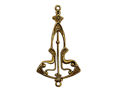 Stampt Antique Gold (plated) Nouveau Drop Connector 23x32mm