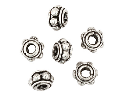 Antique Silver (plated) Beaded Rondelle 6x10mm