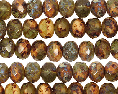 Czech Glass Mountain Walk Fire Polished Rondelle 6x9mm