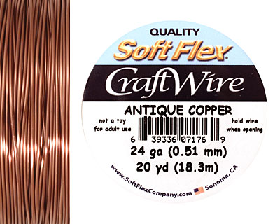 Soft Flex Non-Tarnish Antique Copper Craft Wire 24 gauge, 20 yards