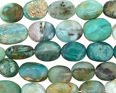 Peruvian Blue Opal Irregular Flat Oval 10-12x9-10mm