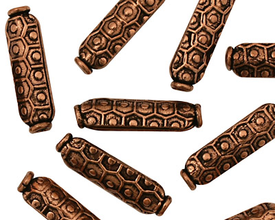 Antique Copper Pattern Pressed Oval 22x6mm