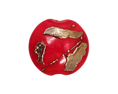 Grace Lampwork Regal Red Metallic Lentil 27-28mm