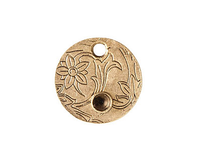 Nunn Design Antique Gold (plated) Decorative Small Circle Bezel Tag 20mm