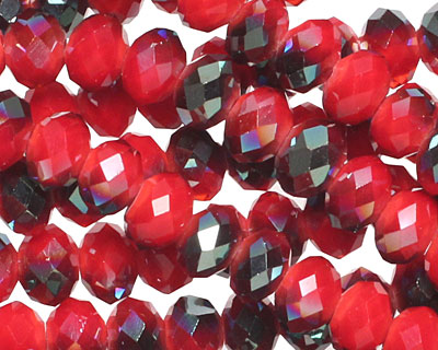 Iris Coral Red Crystal Faceted Rondelle 6mm