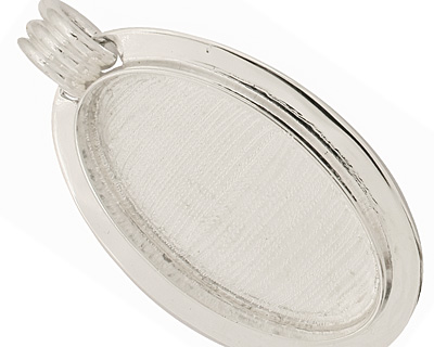 Silver (plated) Lipped Oval Bezel 19x38mm