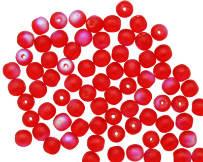 Czech Glass Matte Siam Ruby AB Round 4mm