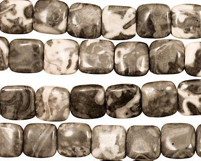 Black Tree Agate Puff Square 8mm