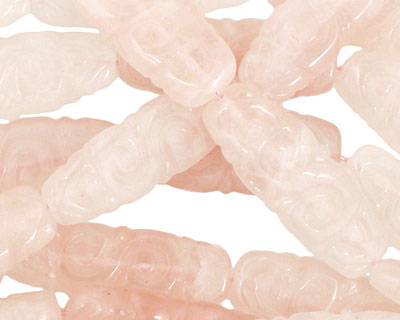 Rose Quartz Carved Flat Oval 30-32x10mm