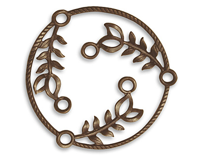 Vintaj Natural Brass Fern Laurel Connector 36mm