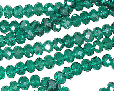 Emerald Crystal Faceted Rondelle 6mm
