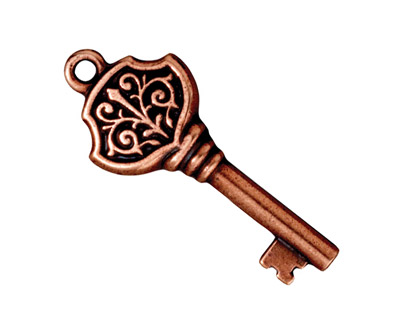 TierraCast Antique Copper (plated) Victorian Key Pendant 15x36mm