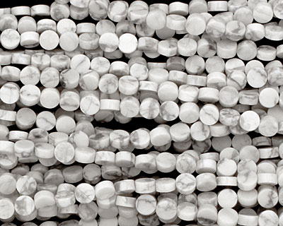 White Howlite Puff Coin 4mm