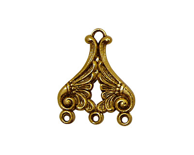Stampt Antique Gold (plated) Double Wing 3 Ring Connector 19x23mm