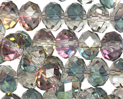 Green & Pink AB Crystal Faceted Rondelle 10mm