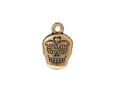 TierraCast Antique Gold (plated) Sugar Skull 13x19mm