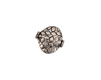 Antique Silver (plated) Embossed Side Drilled Oval 15mm