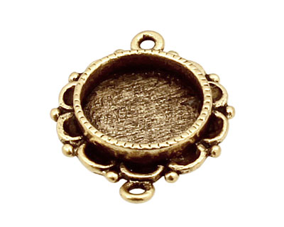 Nunn Design Antique Gold (plated) Mini Ornate Circle Bezel Link 25x19mm