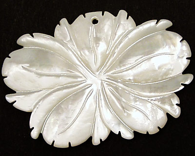 Mother of Pearl Carved Flower Pendant 44x30mm
