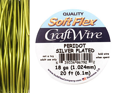Soft Flex Silver Plated Peridot Craft Wire 18 gauge, 20 ft