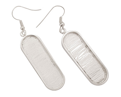 Silver (plated) Oval Bezel Earrings 7x38mm