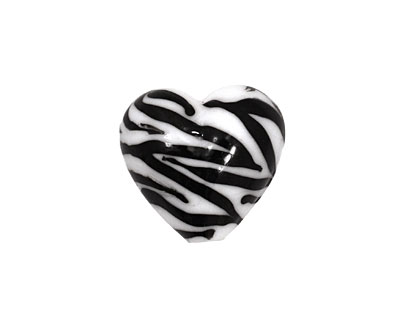 Grace Lampwork Zebra Stripes Heart 19-20mm