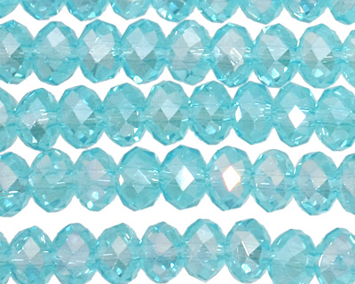 Aquamarine Crystal Faceted Rondelle 6mm