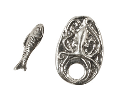 Green Girl Pewter Octopus Toggle 26x18mm, 20mm bar