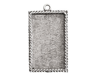 Nunn Design Antique Silver (plated) Large Ornate Rectangle Bezel Pendant 25x43mm