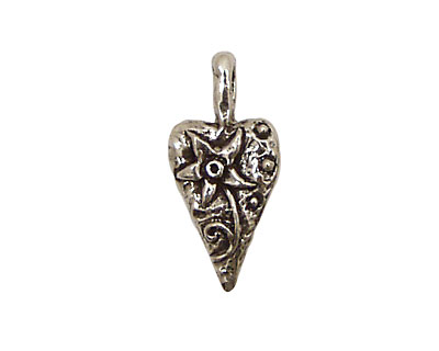 Green Girl Pewter Flower Heart Pendant 12x26mm