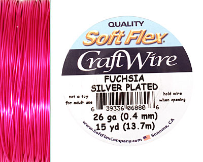 Soft Flex Silver Plated Fuchsia Craft Wire 26 gauge, 15 yards