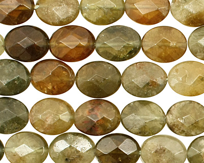 Green Garnet Faceted Flat Oval 10x8mm
